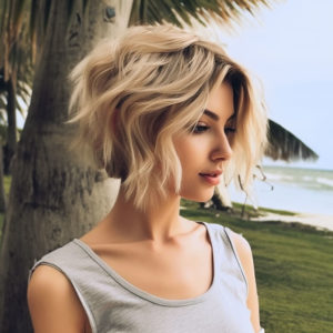 Photo d'une femme avec des cheveux courts texturé