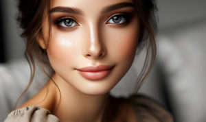 femme visage maquillage somkey eye doux